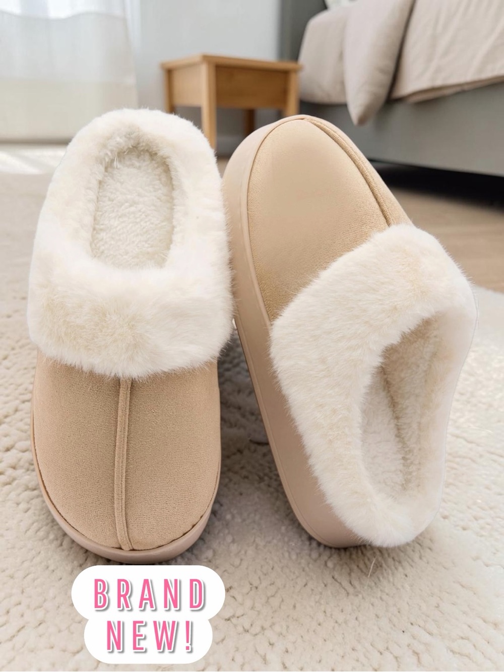 🩰 RIKANR Women’s Fuzzy Memory Foam Slippers – Size 4.5–5.5